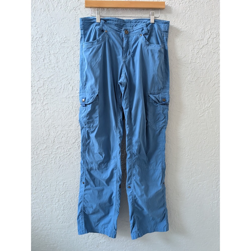 Kuhl Cargo Pants Women 8 Regular Blue Outdoor Hiking Roll Up Leg Straight Leg